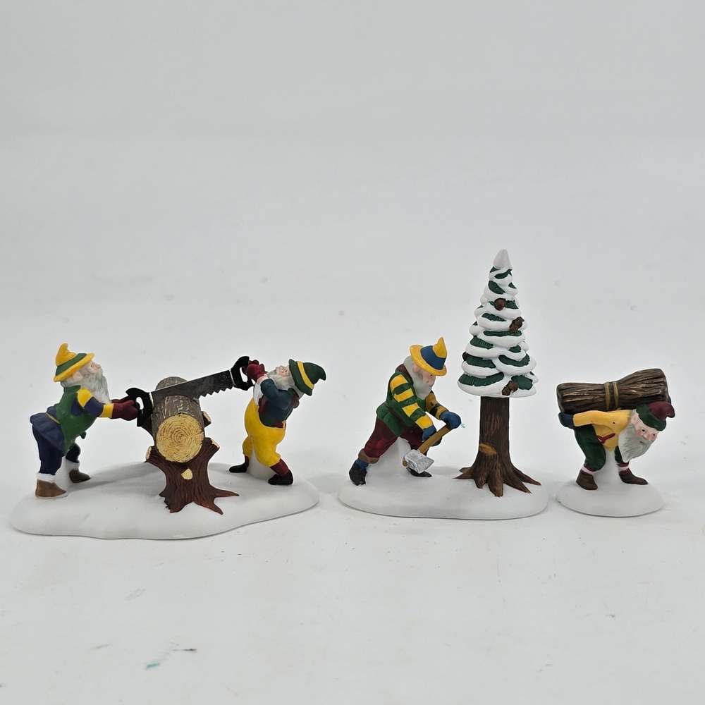 Dept 56 Woodsmen Elves Heritage Village Collection 5630-8 Figures Set 3‎ *